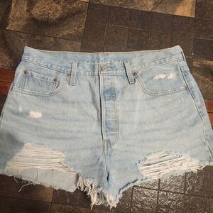 Levis 501 Cut Off Shorts Sz 33 Tattered Edge Distressed Button Fly